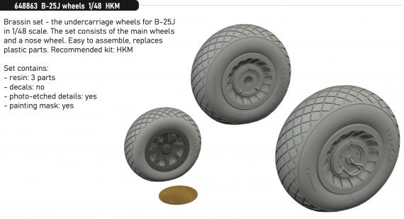 Brassin 1/48 B-25J wheels