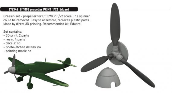 Brassin 1/72 Bf 109G propeller PRINT EDU