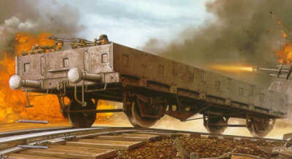 1/35 German Flatbed railway wagon with machine gun crew