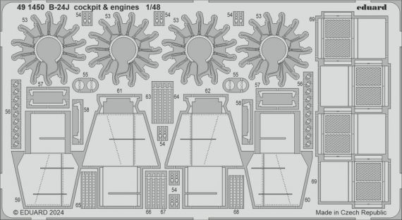 1/48 B-24J cockpit & engines for Hobby Boss