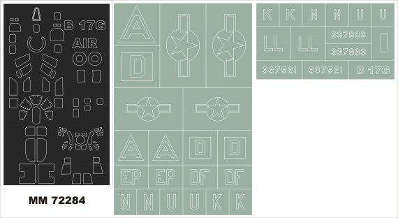 1/72 Boeing B-17G Flying Fortress canopy masks, insignia masks