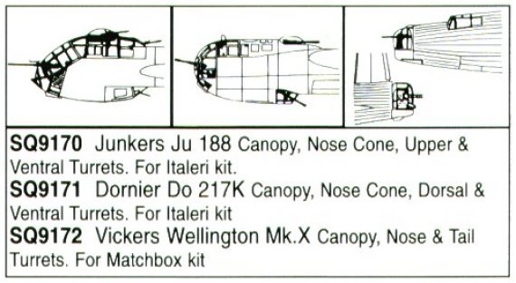 1/72 Dornier Do 217K Vacuform Canopy. Canopy, Nose Cone, Doral &