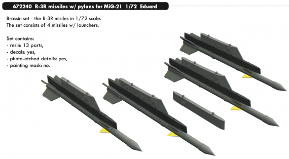 Brassin 1/72 R-3R missiles with pylons for MiG-21
