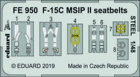 1/48 F-15C MSIP II seatbelts STEEL