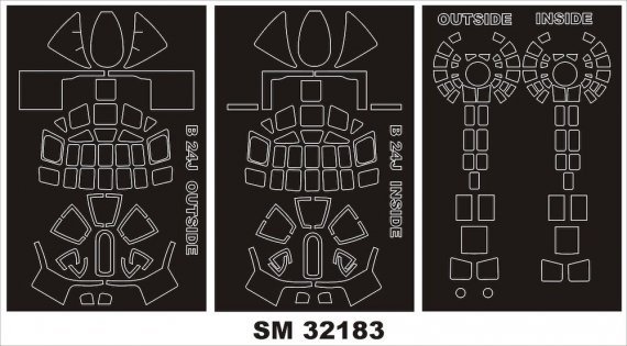 1/32 Consolidated B-24J Liberator. outside & inside masks