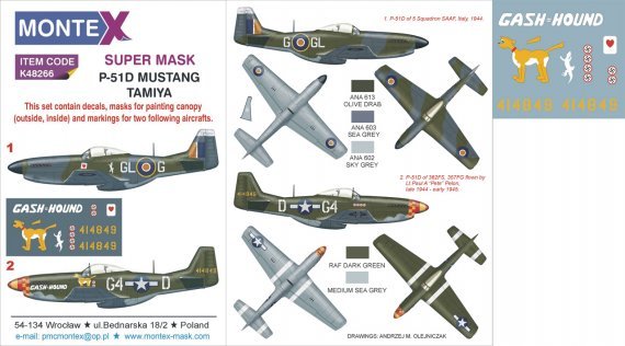 1/48 North-American P-51D Mustang masks set
