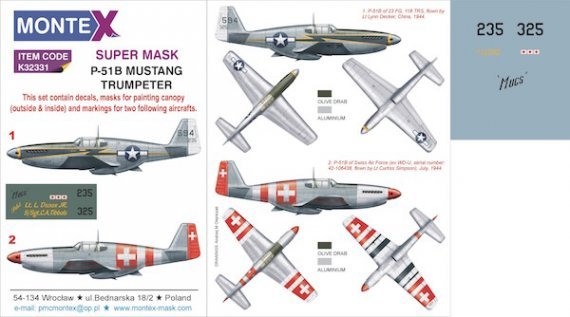 1/32 North-American P-51B Mustang canopy mask