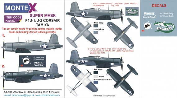 Montex Maschere & Decal Vought F4U-1 Corsair 1/32 Tamiya