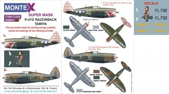 Montex Masques P-47D Thunderbolt Razorback 1/48