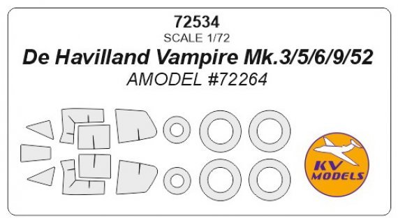 1/72 De Havilland Vampire + wheels masks