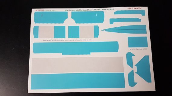 Aviattic 1/32 Fokker Dr.I Triplane Hellblau Bespannung Unterseit