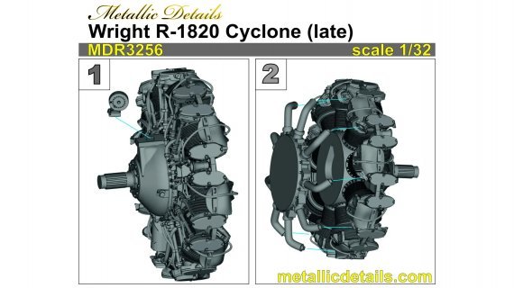 Wright Cyclone R-1820 late 1/32 Metall-Detailset