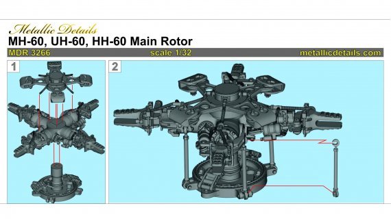 Metall-Hauptrotor Sikorsky MH-60 UH-60 HH-60 1/32