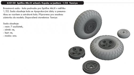 BRASSIN 1/32 Spitfire Mk.IX wheels 4 spoke pattern