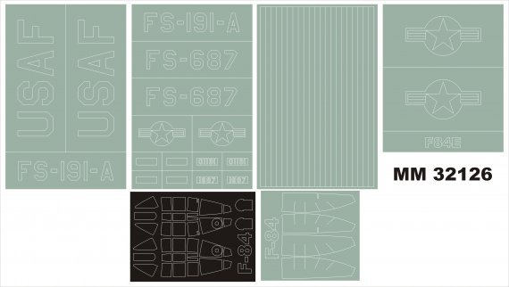 Montex 1/32 F-84E Thunderjet Maschere Canopy