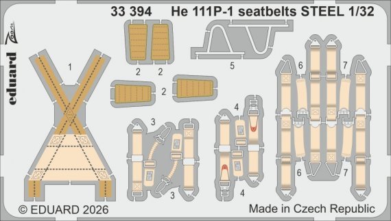Eduard Seatbelts He 111P-1 1/32 Acier pour Revell