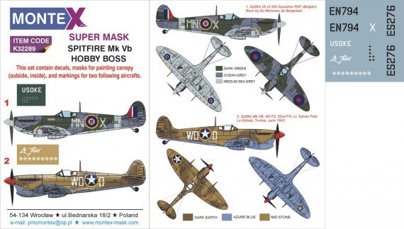 1/32 Supermarine Spitfire Mk.Vb masks set