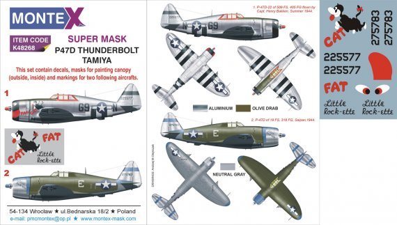 1/48 Republic P-47D Thunderbolt Razorback masks set