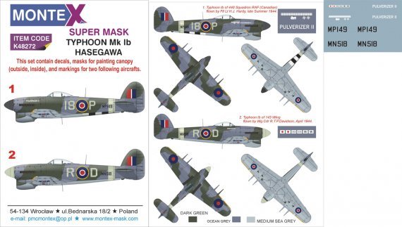 1/48 Hawker Typhoon Mk.Ib masks set