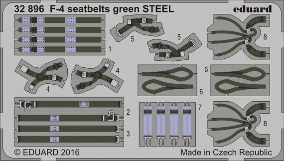 SET 1/32 F-4 seatbelts green STEEL Color Photoetched