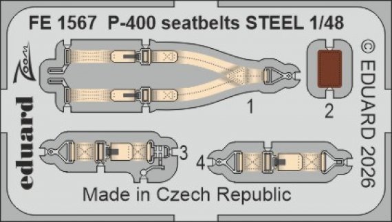 1/48 P-400 seatbelts STEEL for Arma Hobby.