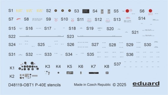 1/48 Decals P-40E stencils for Eduard