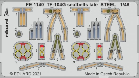 Lockheed TF-104G Starfighter seatbelts late Steel 1/48