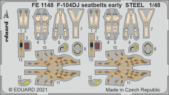 1/48 F-104DJ seatbelts early STEEL