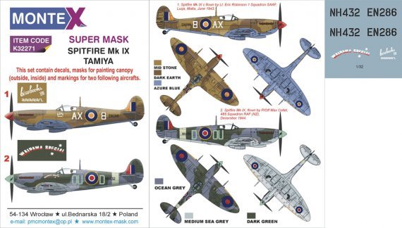 Montex Masques + D�cals Spitfire Mk.IXc 1/32 Tamiya