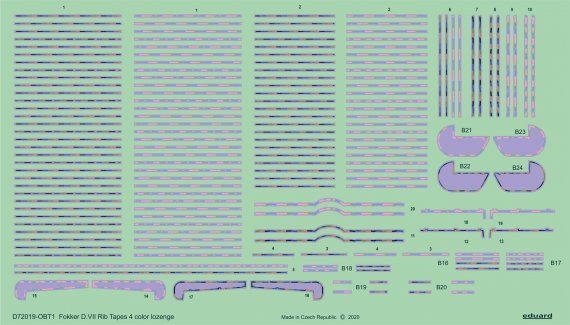 Decals 1/72 Fokker D.VII rib tapes 4-color lozenge