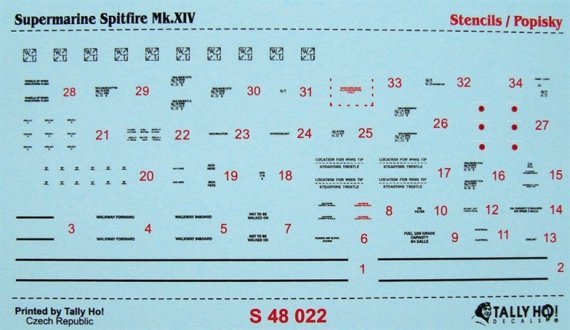 1/48 Supermarine Spitfire Mk.XIV Stencils