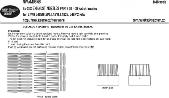 1/48 Mask Su-35S Exhaust NOZZLES parts D6-D9