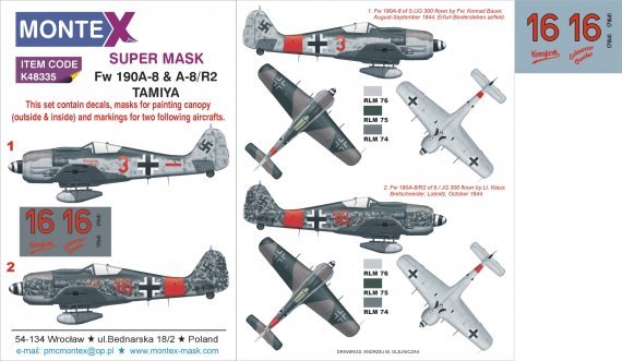 1/48 Focke-Wulf 190A-8 canopy mask, insignia masks, decals