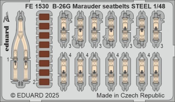 1/48 B-26G Marauder seatbelts STEEL for ICM
