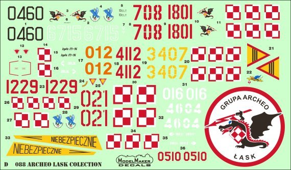 1/72 Archeo Lask Collection 12 planes and helicopters decals