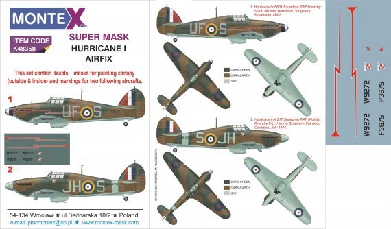1/48 Hurricane Mk.I canopy & insignia masks & decals