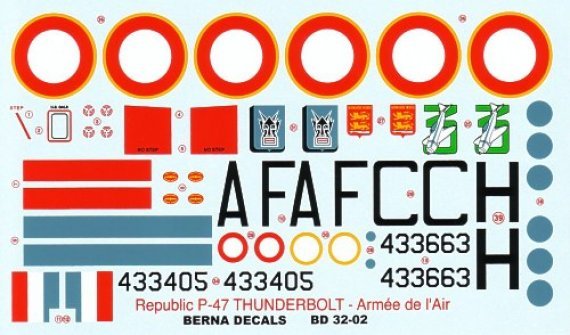 Berna Decals P-47D Thunderbolt Bubbletop Service Fran�ais 1/32