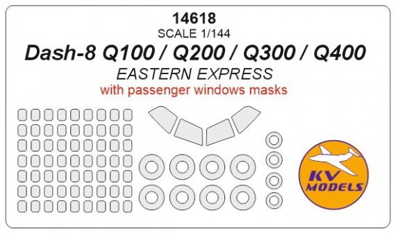 1/144 Bombardier Dash mask for passenger windows & wheels