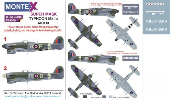 1/24 Hawker Typhoon Mk.Ib masks set