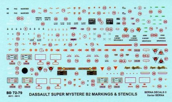 1/72 Dassault Super Mystere B2 Stencils & markings