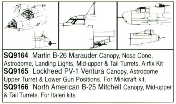 Squadron Canopies B-26 Marauder 1/72 Airfix