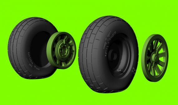 1/72 Mustangs weighted wheels block tread