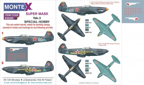 1/32 Yakovlev Yak-3 canopy mask, insignia masks, decals