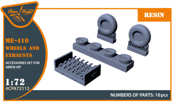 1/72 Messerschmitt Me-410 B-1/U2/U4/R4 wheel set and exhausts