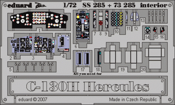 Eduard EDUSS285 Int�rieur C-130H Hercules 1/72 Pr�peintt