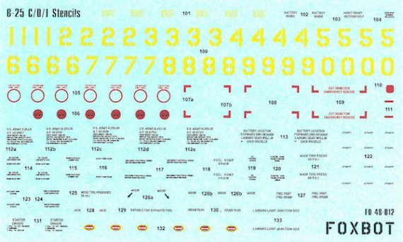 1/48 B-25C/D/J Mitchell Stencils