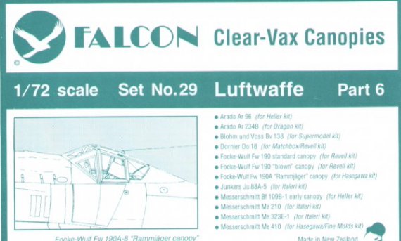 Falcon 1/72 Luftwaffe Part 6 Verri�res Avions Allemands