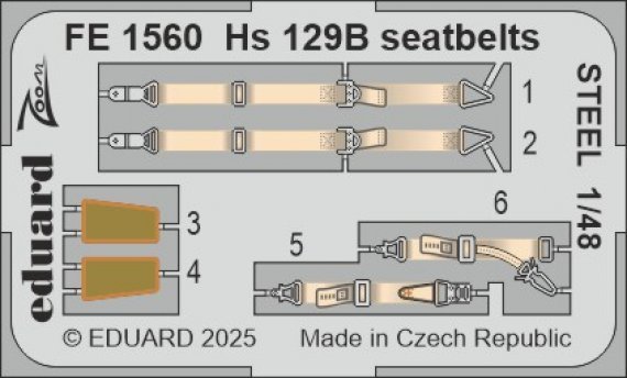1/48 Hs 129B seatbelts STEEL for Takom