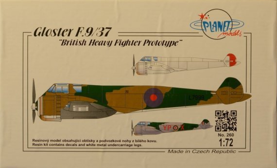 1/72 Gloster F.9/37 British Heavy Fighter Prototype