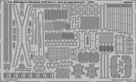 1/350 HMS Queen Elizabeth 1943 deck & main batteries